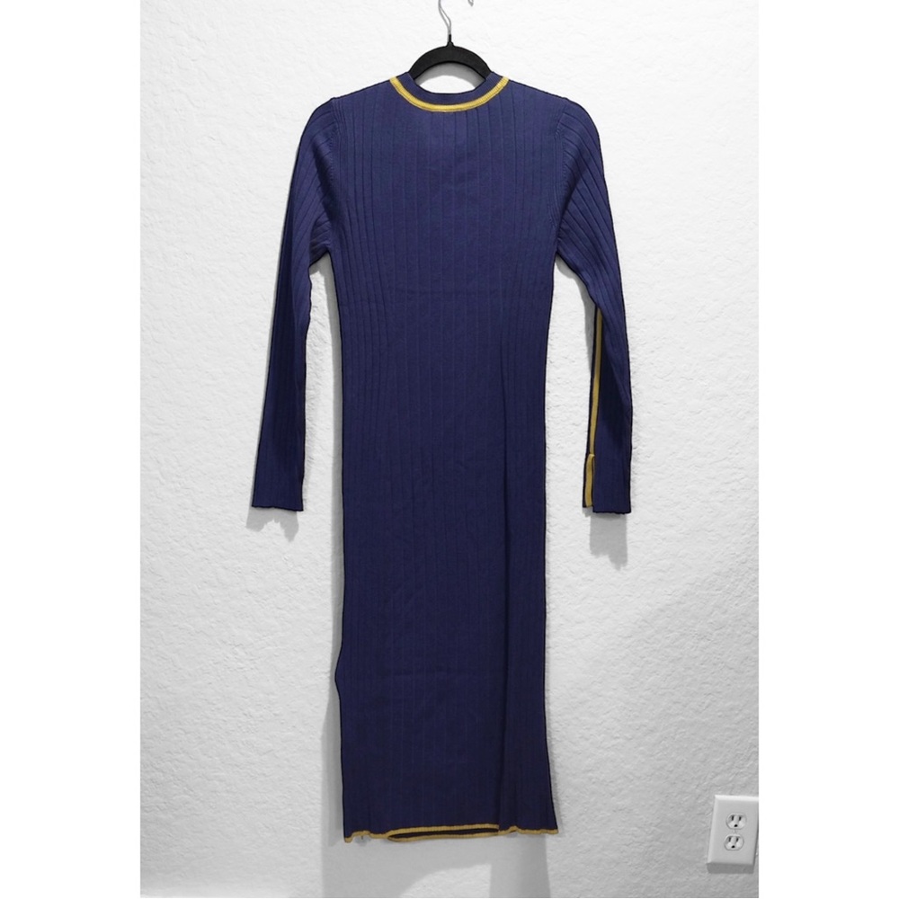 Daily Practice Anthropologie Long Sleeve Sporty Sweater Dress Size M Blue Yellow - Picture 5 of 10